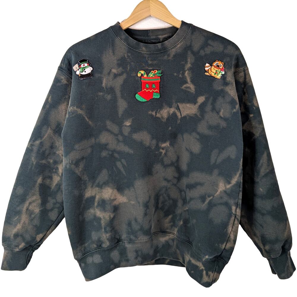 Vintage Tie Dye Oversized Christmas Sweatshirt Pullover Ugly Sweater 90's Sz XS